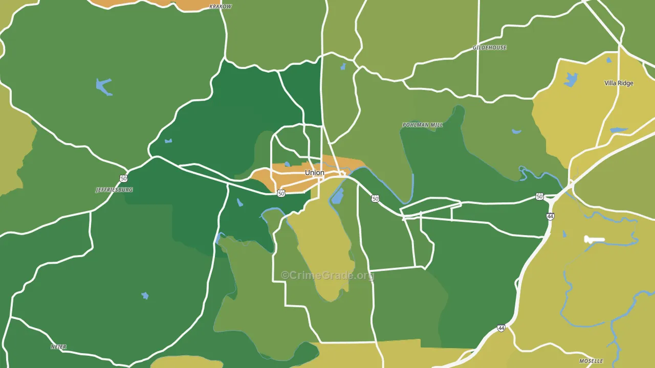 Union, MO Map of Vandalism Rates