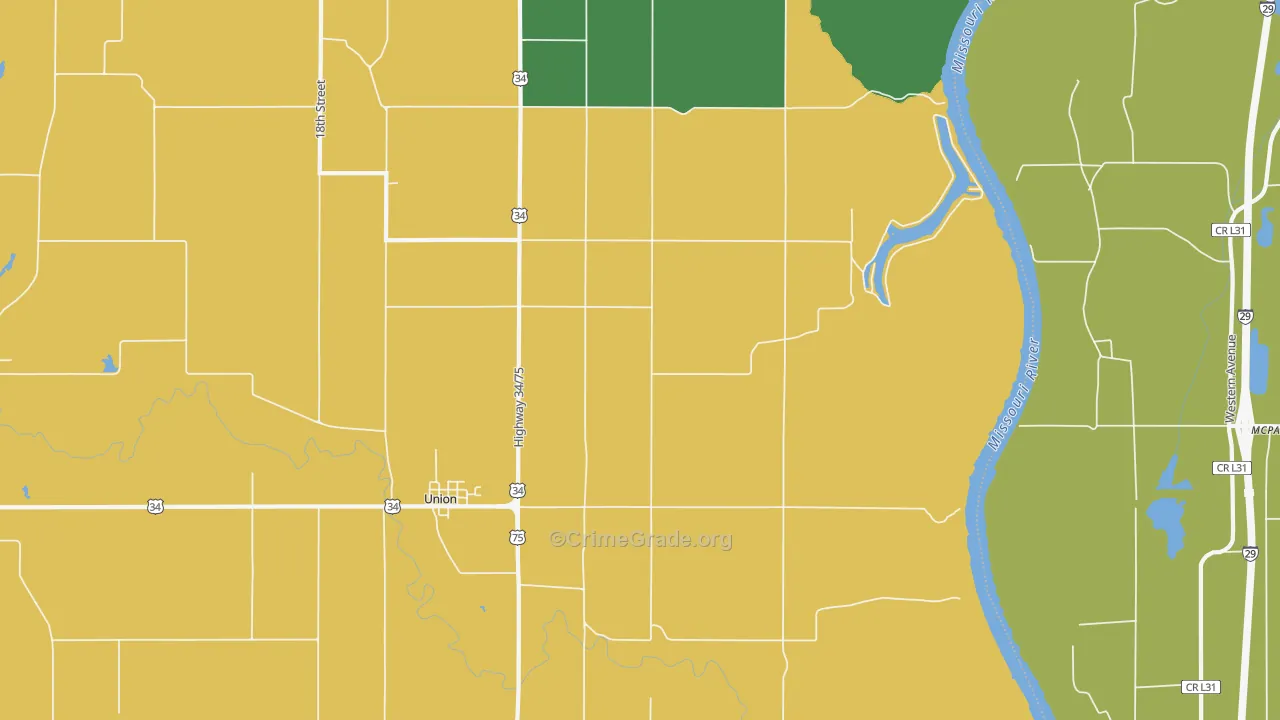 Union, NE Map of Vandalism Rates