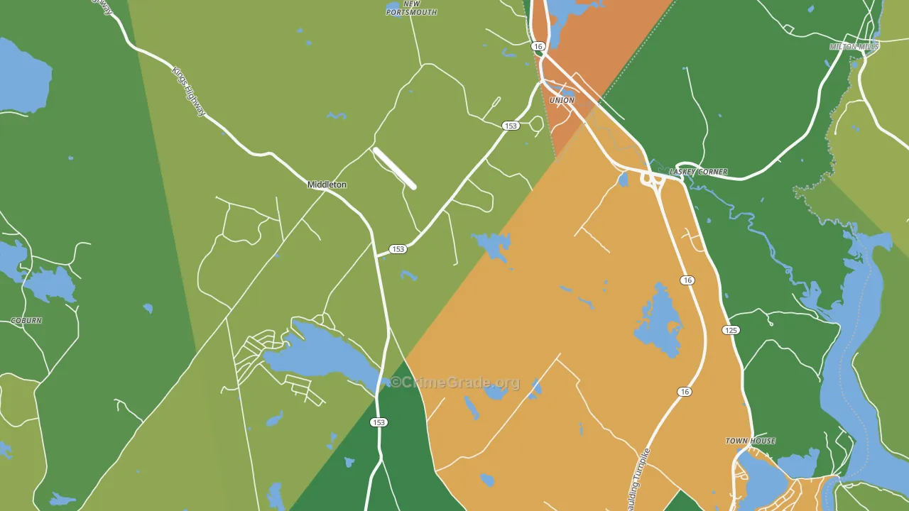 Union, NH Map of Vandalism Rates