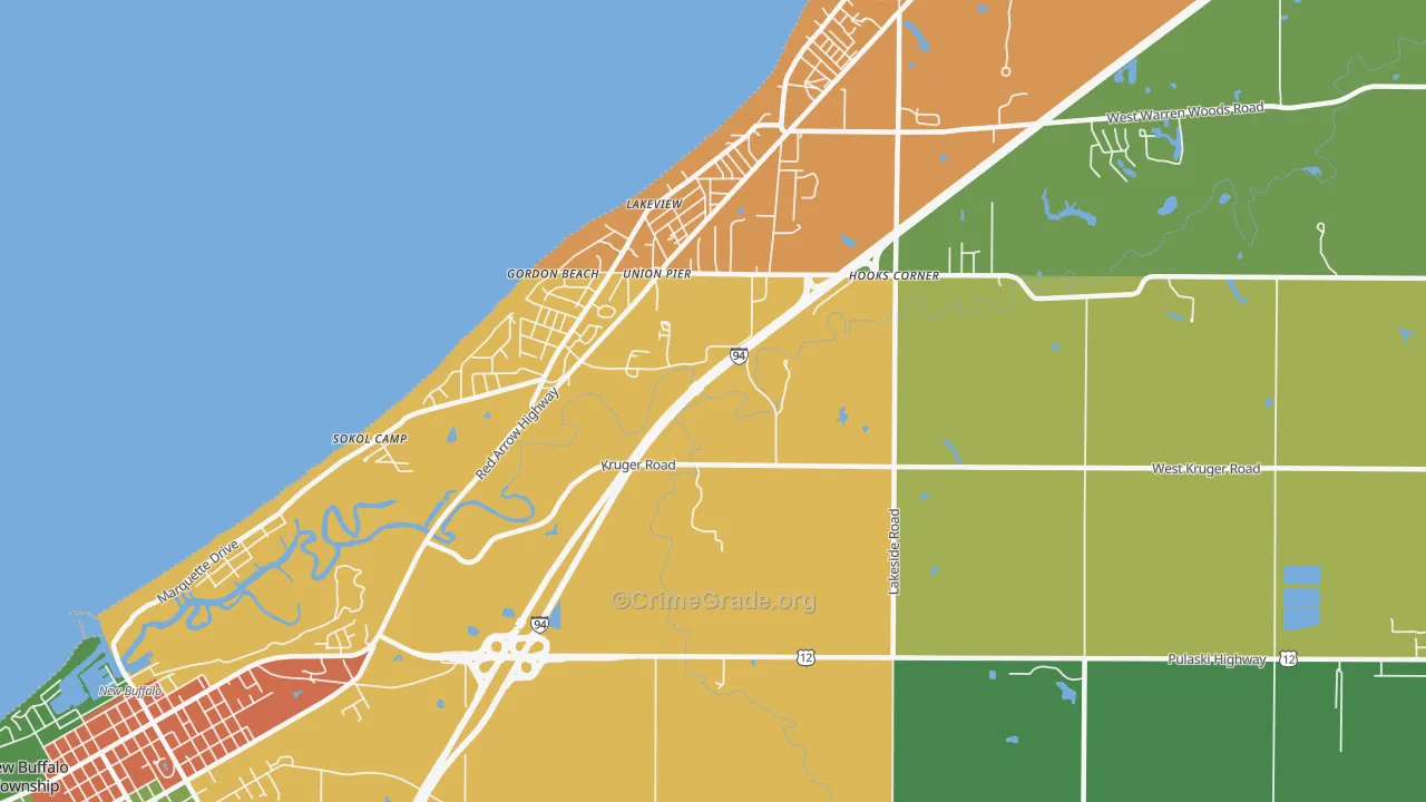 Union Pier, MI Map of Vandalism Rates