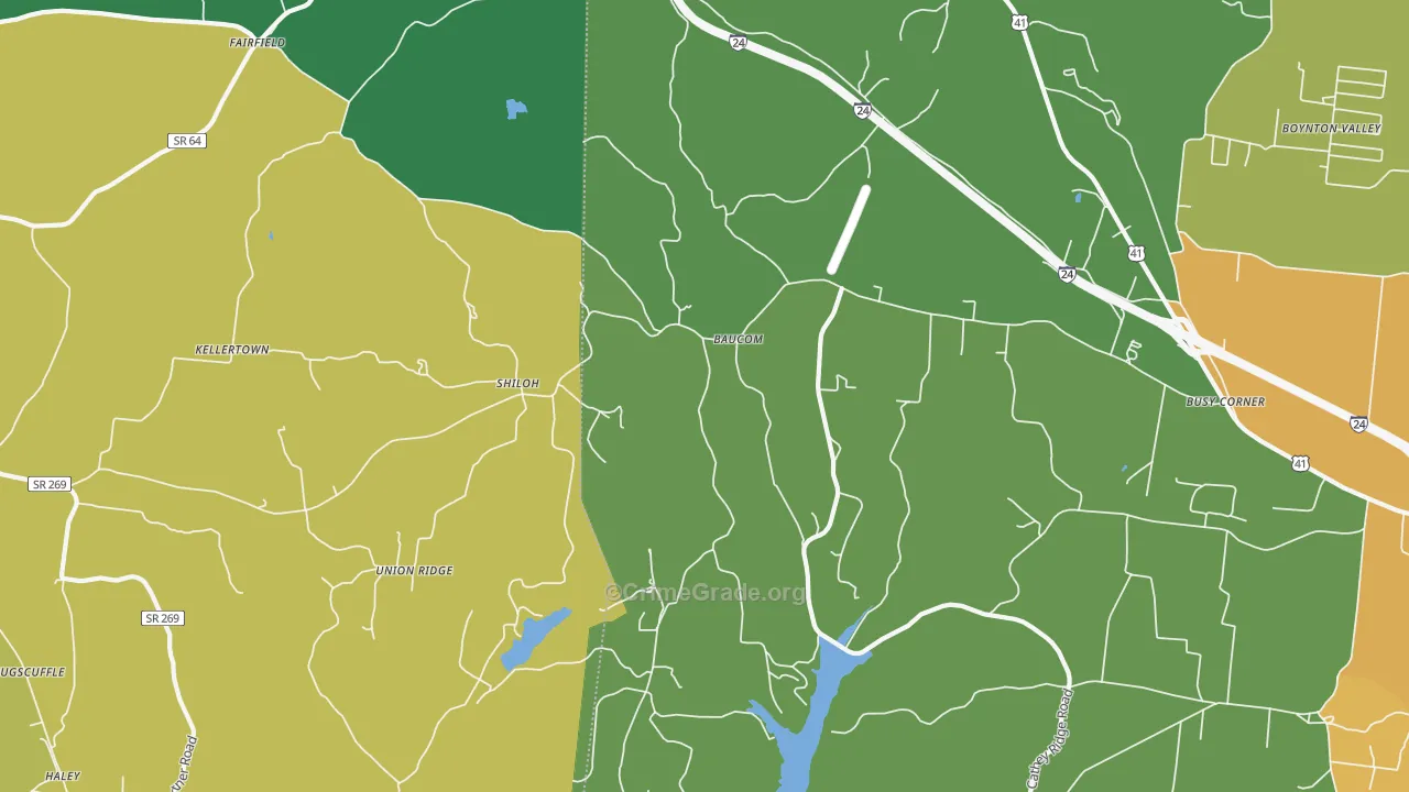 Union Ridge, TN Map of Vandalism Rates