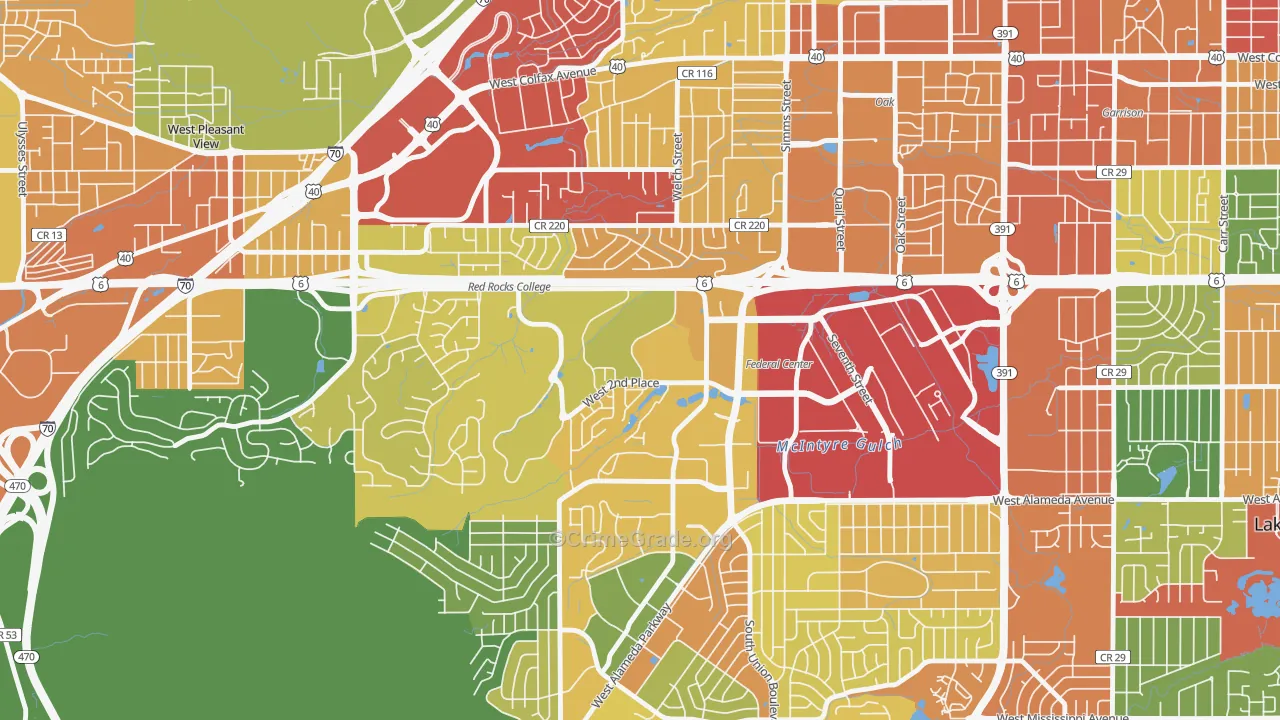 Union Square, Lakewood, CO Map of Vandalism Rates