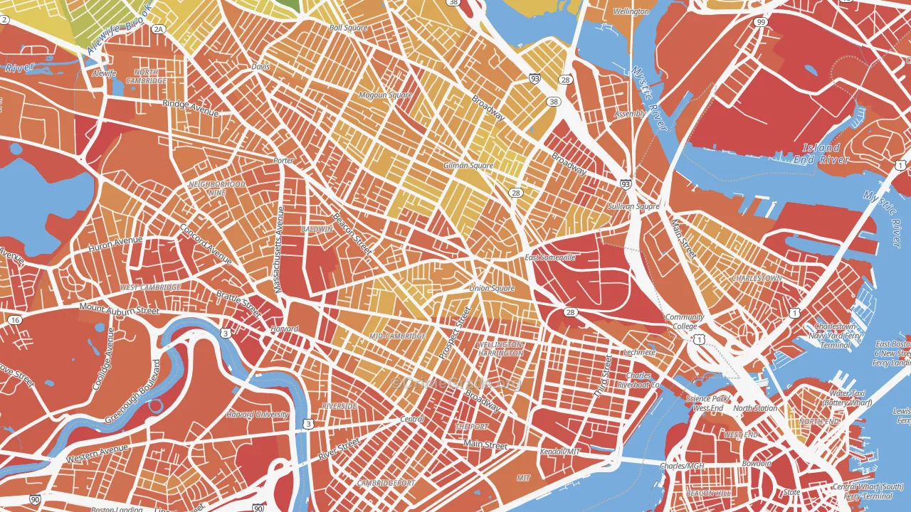 Union Square, Somerville, MA Map of Vandalism Rates