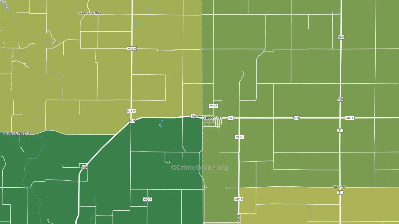 Union Star, MO Map of Vandalism Rates