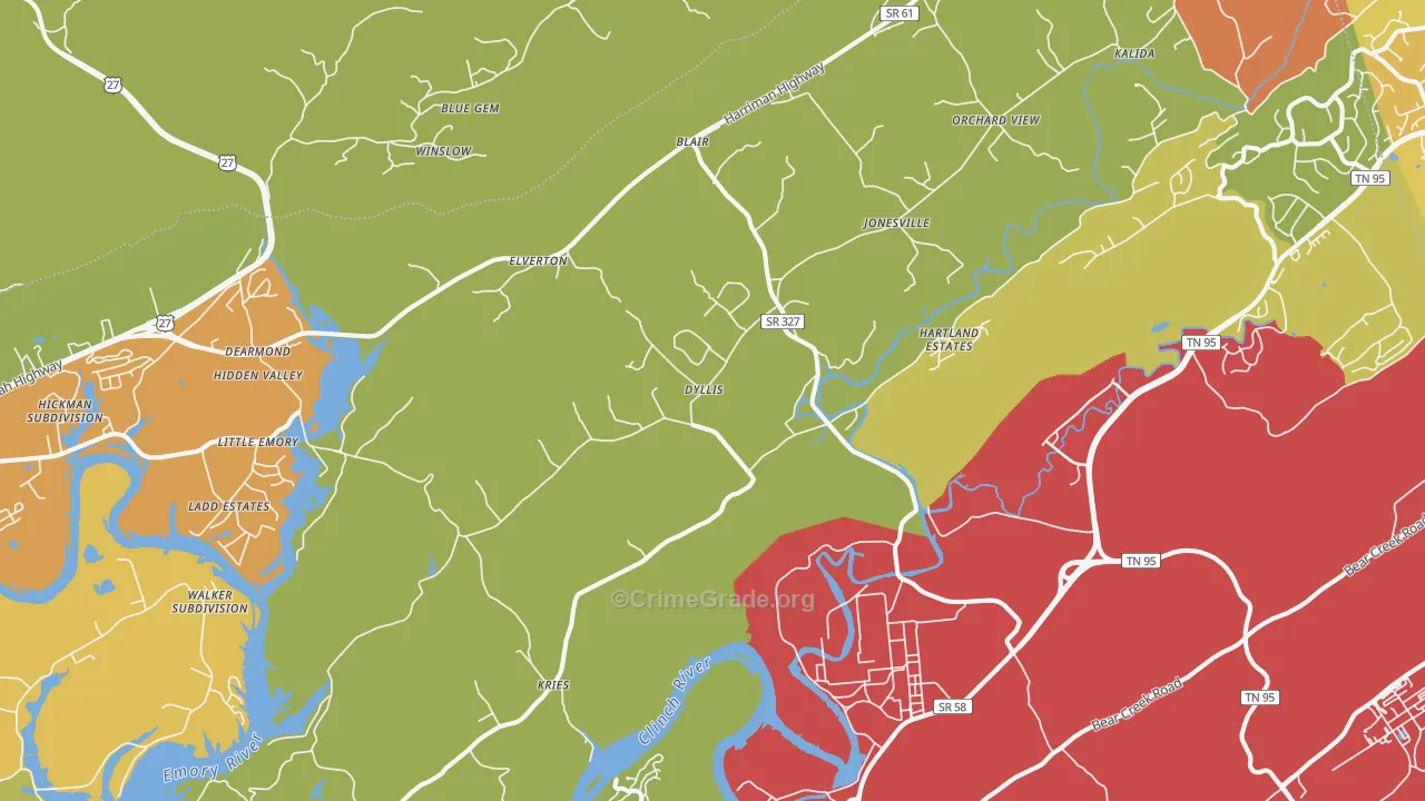 Union, TN Map of Vandalism Rates