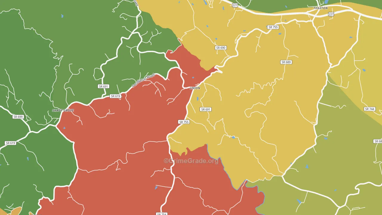 Union, VA Map of Vandalism Rates