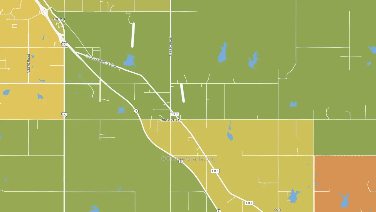 Union Valley, OK Map of Vandalism Rates
