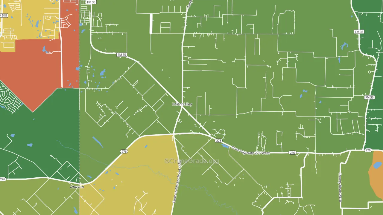 Union Valley, TX Map of Vandalism Rates
