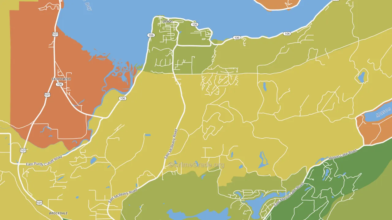 Union, WA Map of Vandalism Rates