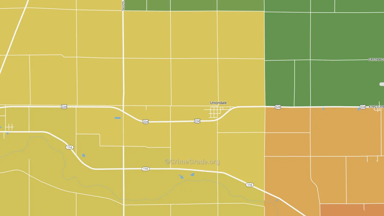 Uniondale, IN Map of Vandalism Rates