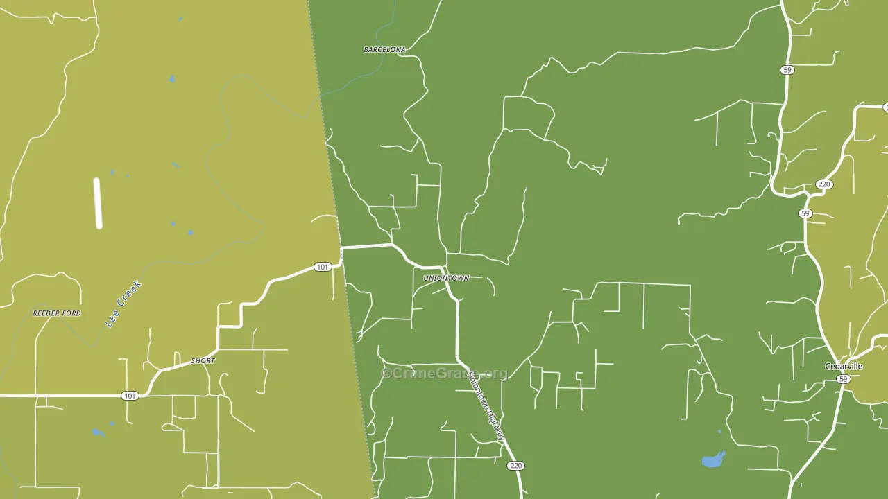 Uniontown, AR Map of Vandalism Rates