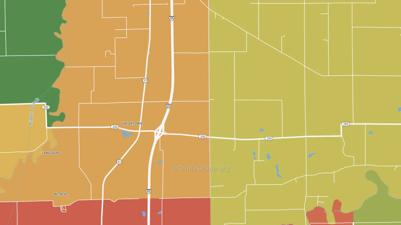 Uniontown, IN Map of Vandalism Rates