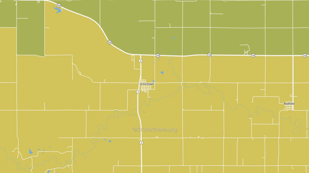 Uniontown, KS Map of Vandalism Rates