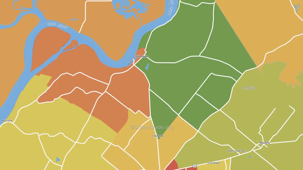 Uniontown, KY Map of Vandalism Rates