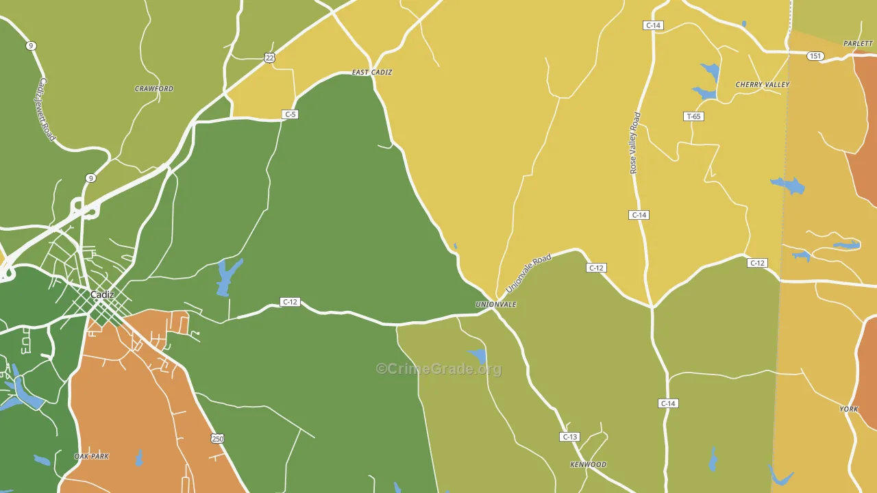 Unionvale, OH Map of Vandalism Rates