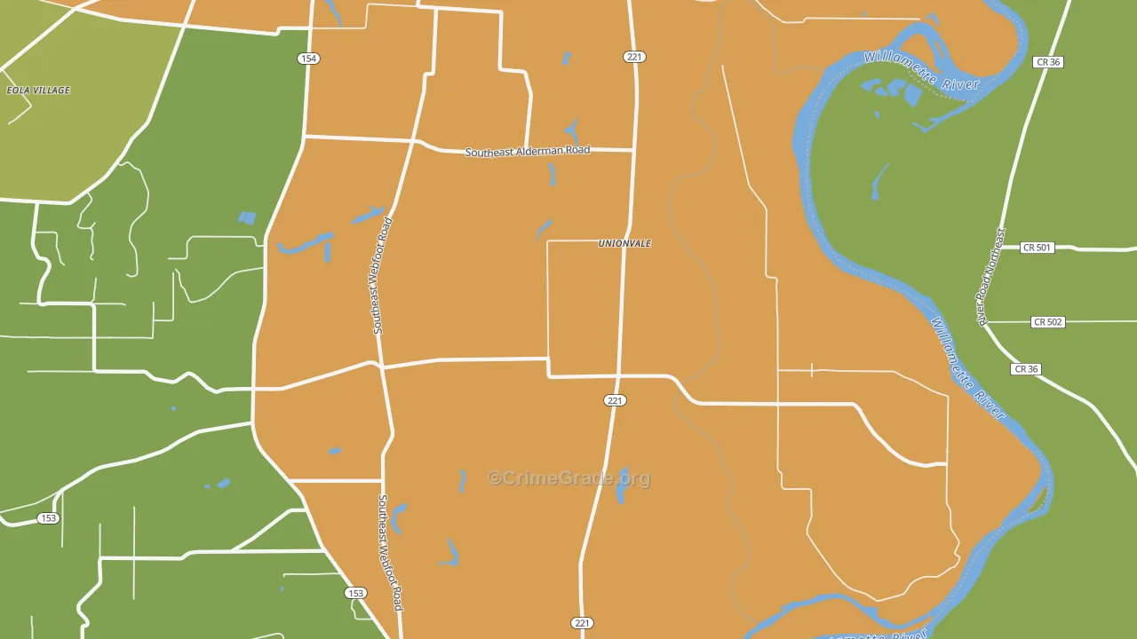 Unionvale, OR Map of Vandalism Rates