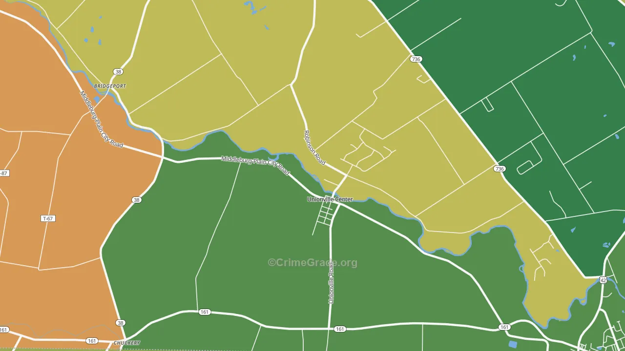 Unionville Center, OH Map of Vandalism Rates