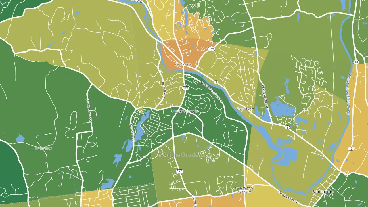 Unionville, CT Map of Vandalism Rates