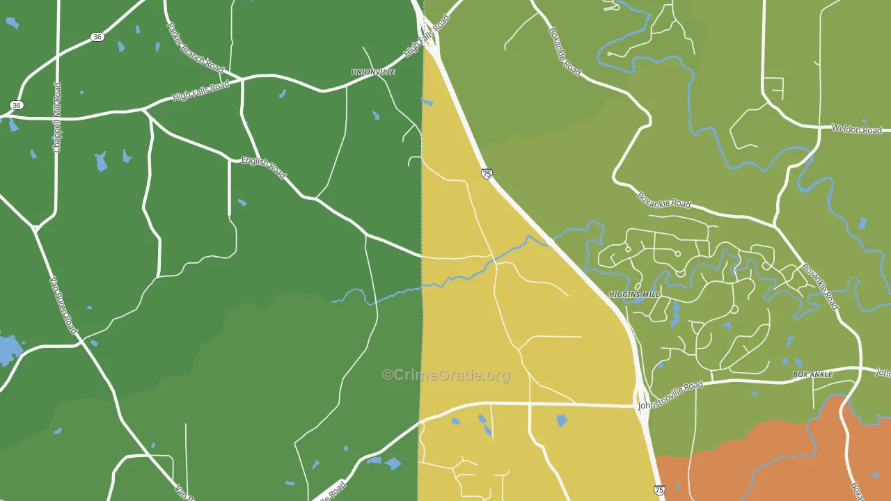 Unionville, GA Map of Vandalism Rates
