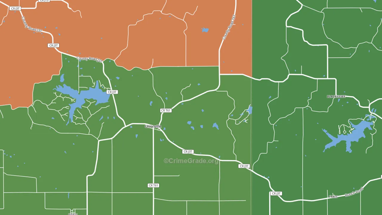 Unionville, IA Map of Vandalism Rates