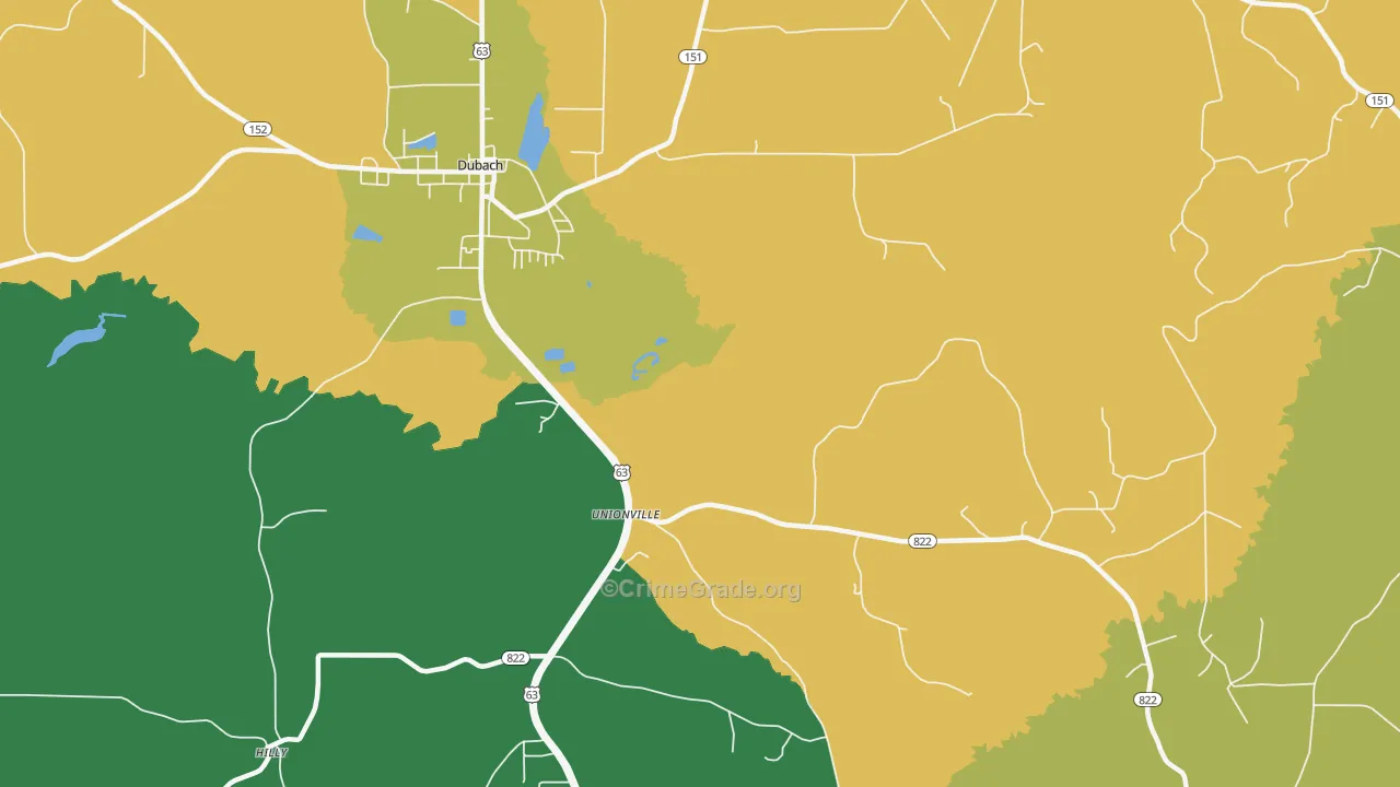 Unionville, LA Map of Vandalism Rates