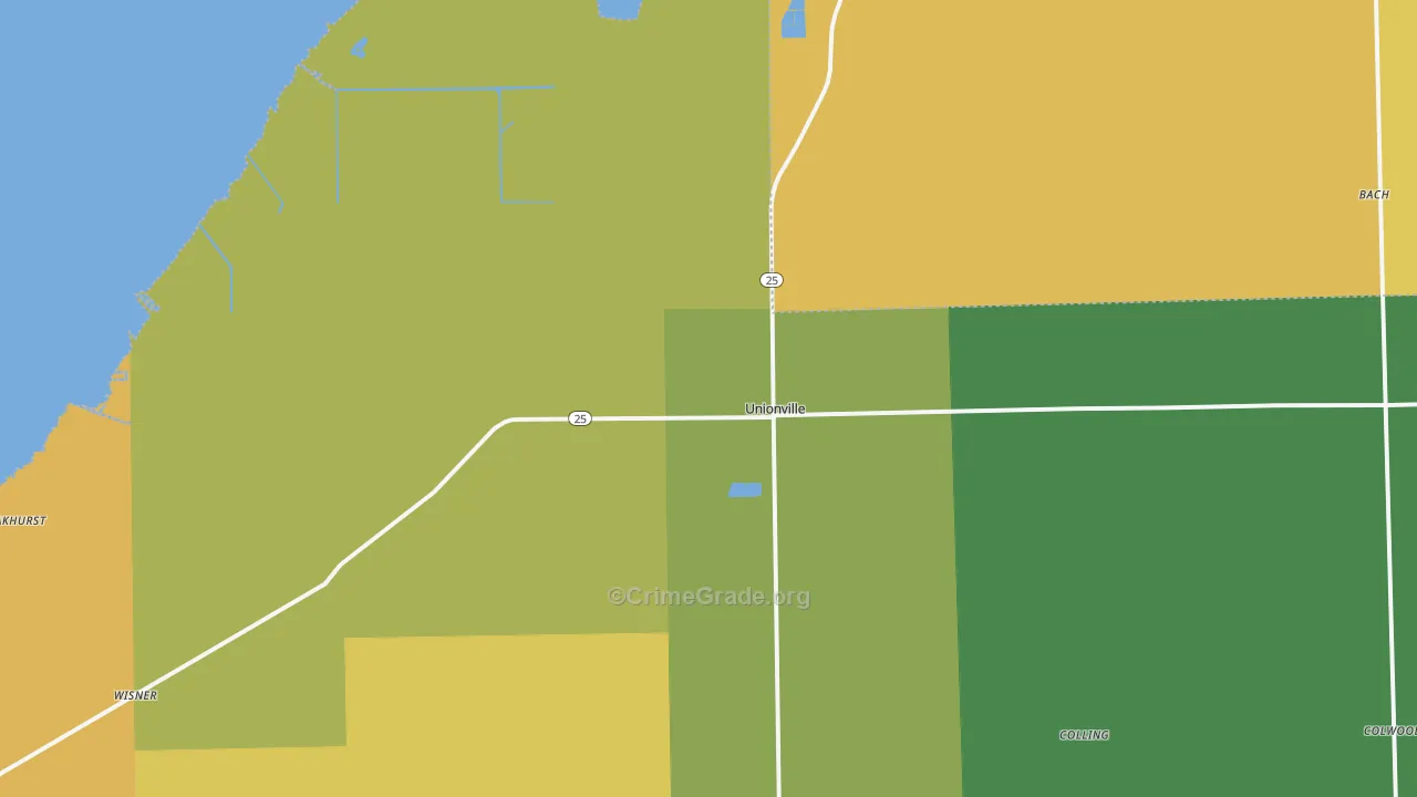 Unionville, MI Map of Vandalism Rates