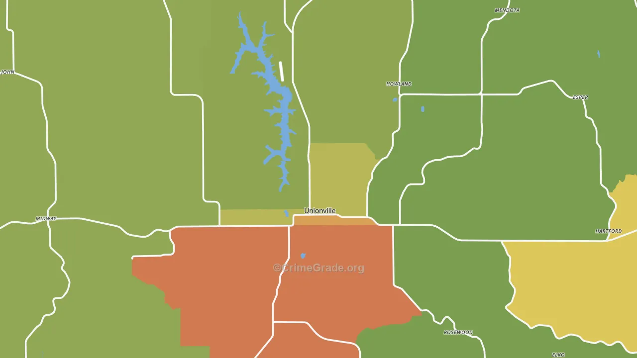 Unionville, MO Map of Vandalism Rates