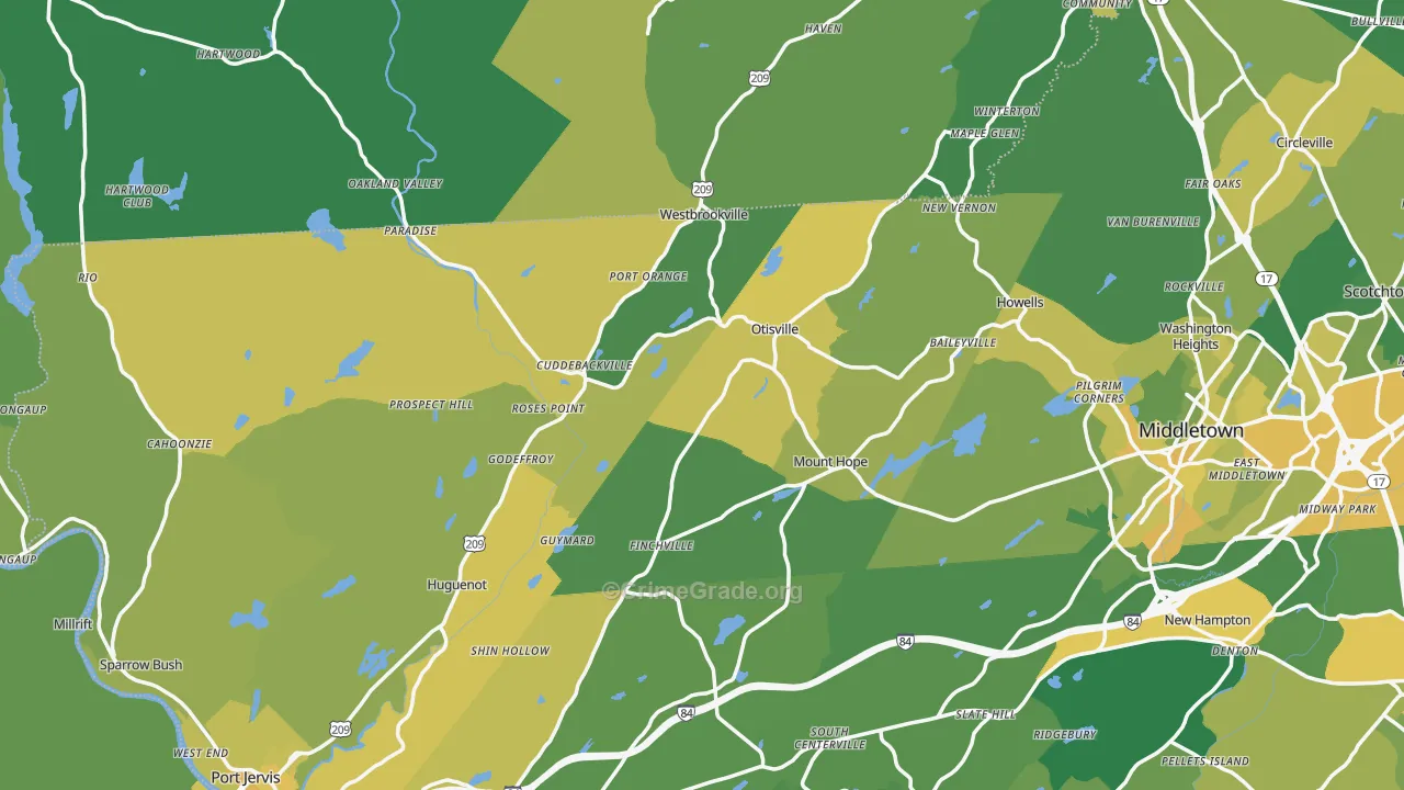 Unionville, NY Map of Vandalism Rates