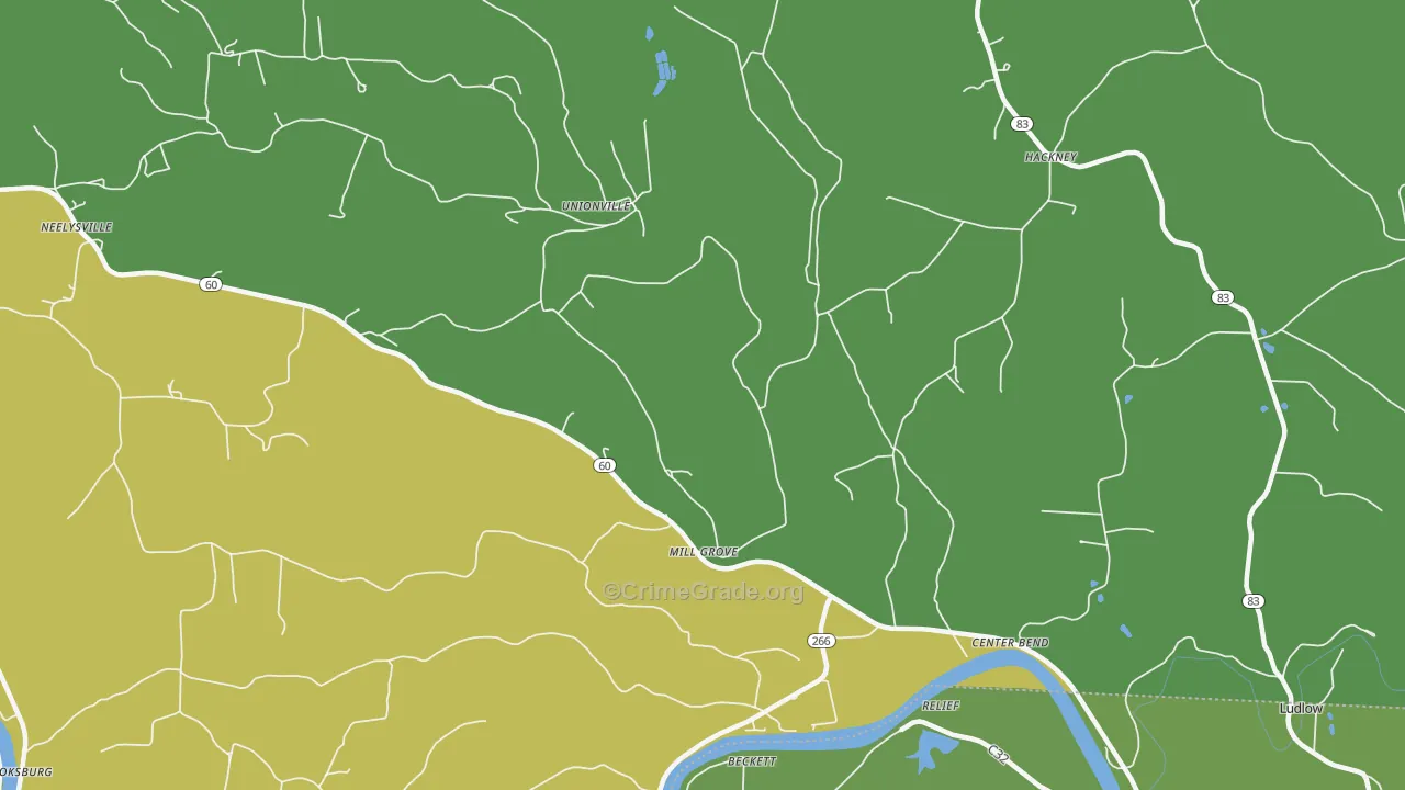 Unionville, OH Map of Vandalism Rates