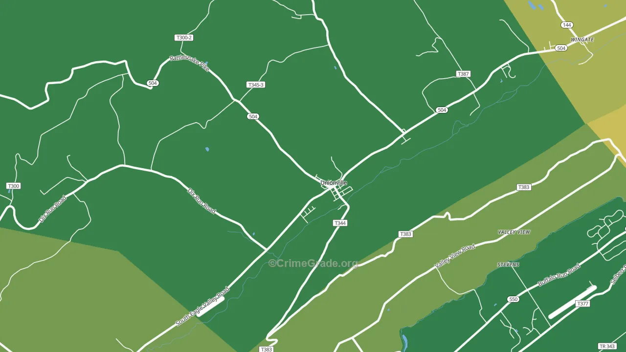 Unionville, PA Map of Vandalism Rates