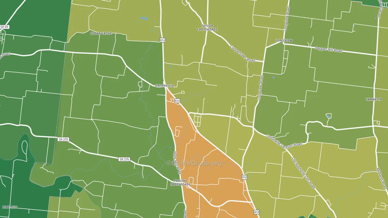 Unionville, TN Map of Vandalism Rates