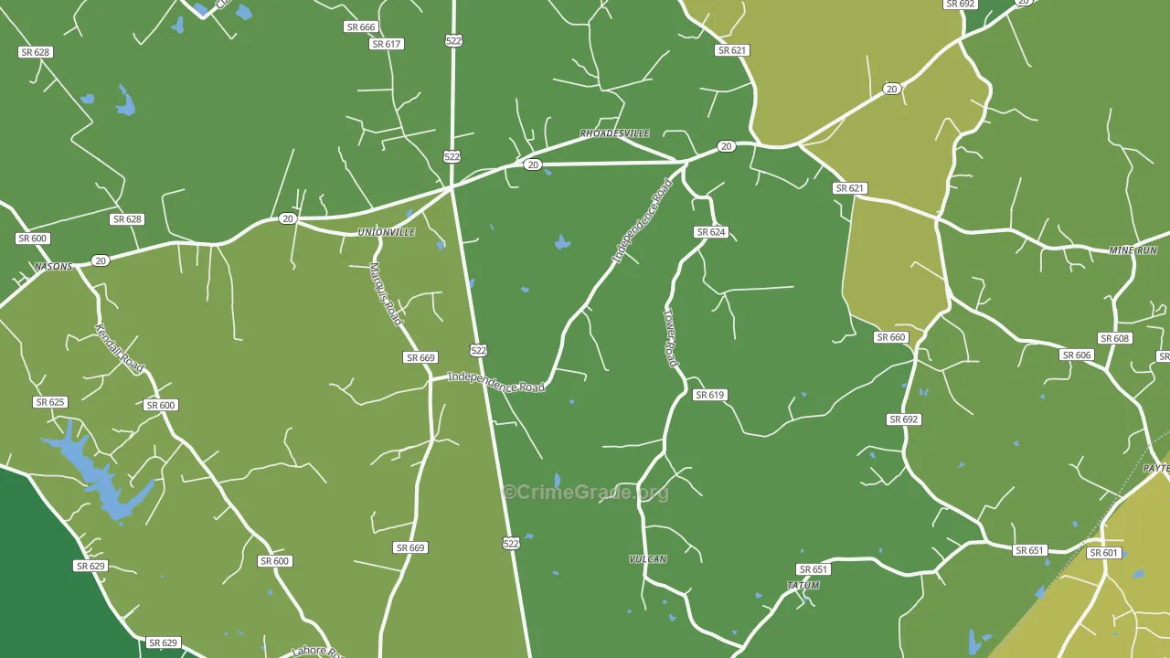 Unionville, VA Map of Vandalism Rates