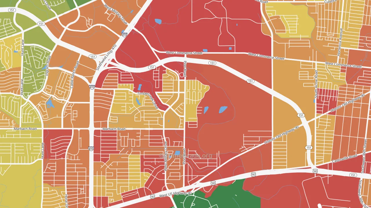 United Westwood, San Antonio, TX Map of Vandalism Rates