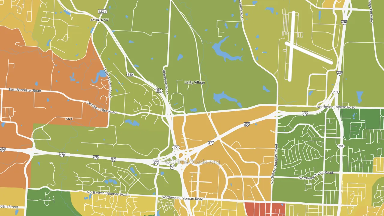 Unity Village, MO Map of Vandalism Rates