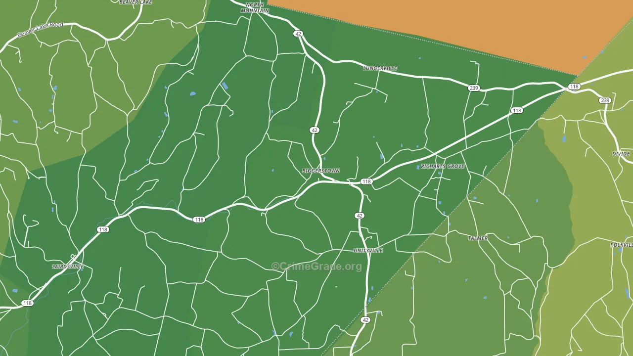 Unityville, PA Map of Vandalism Rates