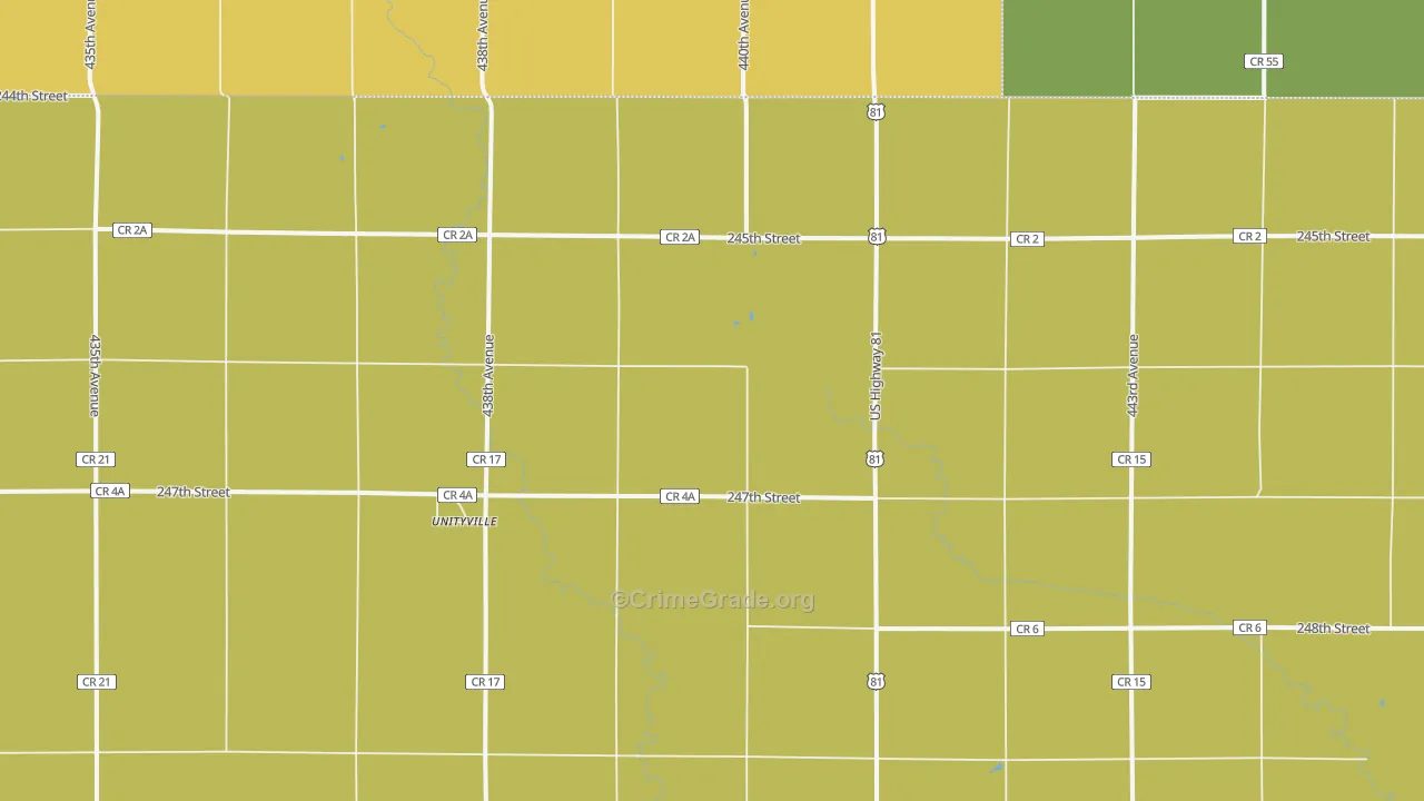 Unityville, SD Map of Vandalism Rates