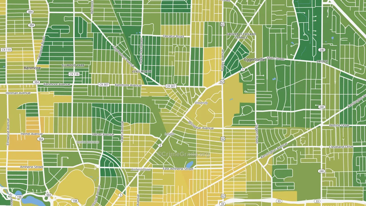 University, Buffalo, NY Map of Vandalism Rates