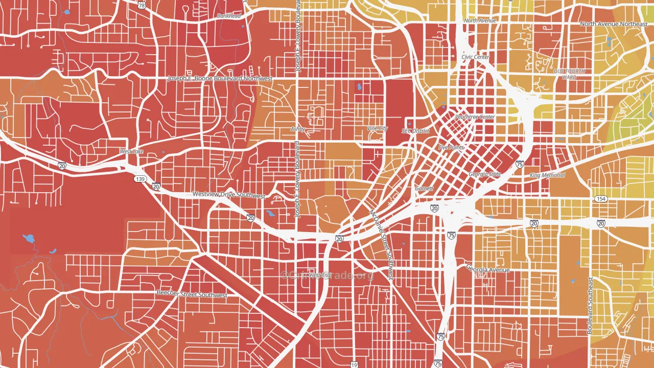 University Center, Atlanta, GA Map of Vandalism Rates