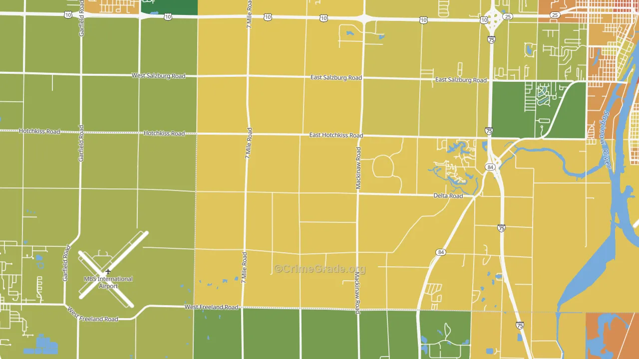 University Center, MI Map of Vandalism Rates