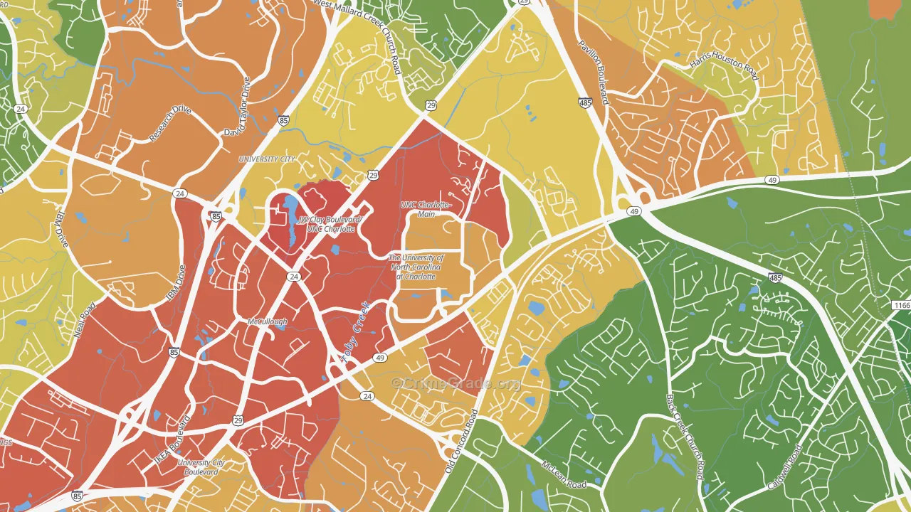 University City South, Charlotte, NC Map of Vandalism Rates