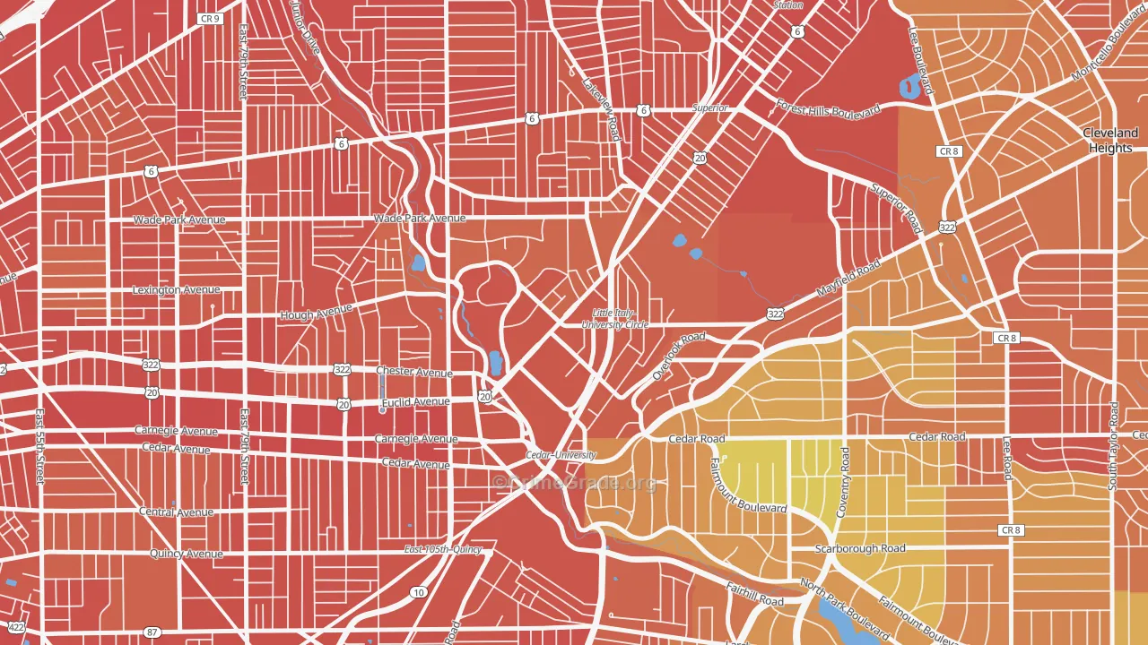 University District, Cleveland, OH Map of Vandalism Rates