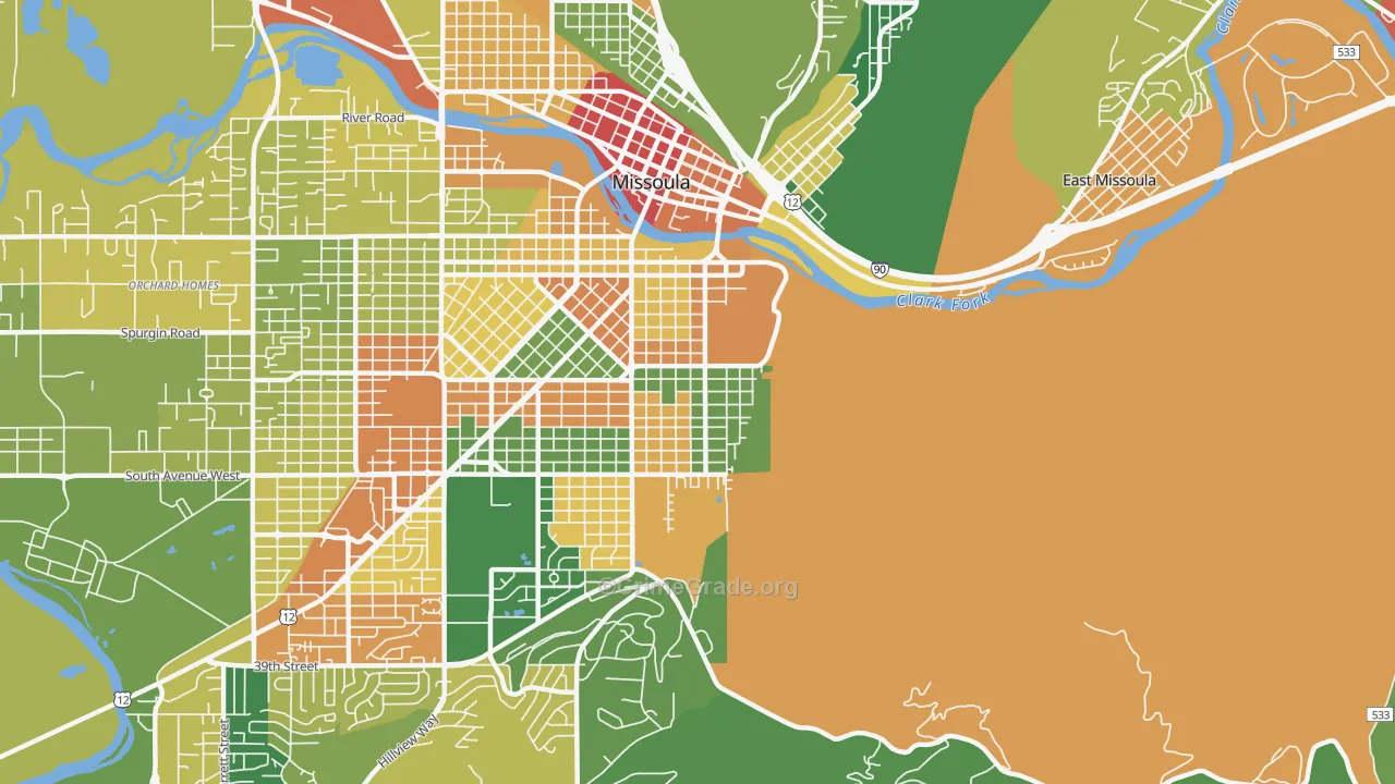 University District, Missoula, MT Map of Vandalism Rates