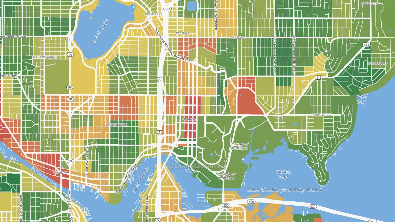 University District, Seattle, WA Map of Vandalism Rates