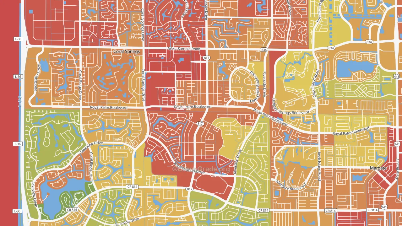 University Drive, Coral Springs, FL Map of Vandalism Rates
