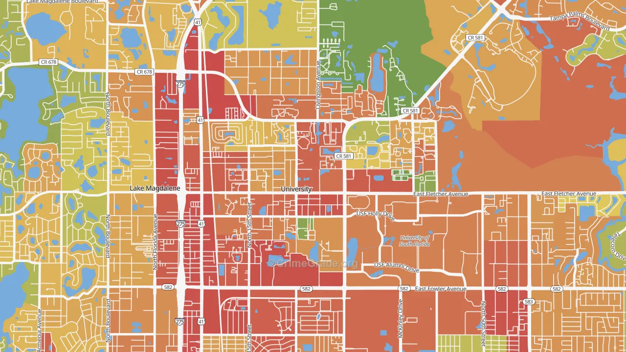 University, FL Map of Vandalism Rates
