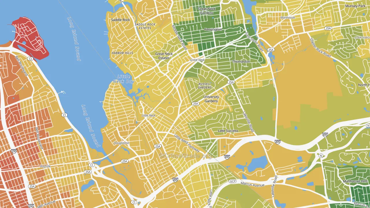 University Gardens, Great Neck, NY Map of Vandalism Rates