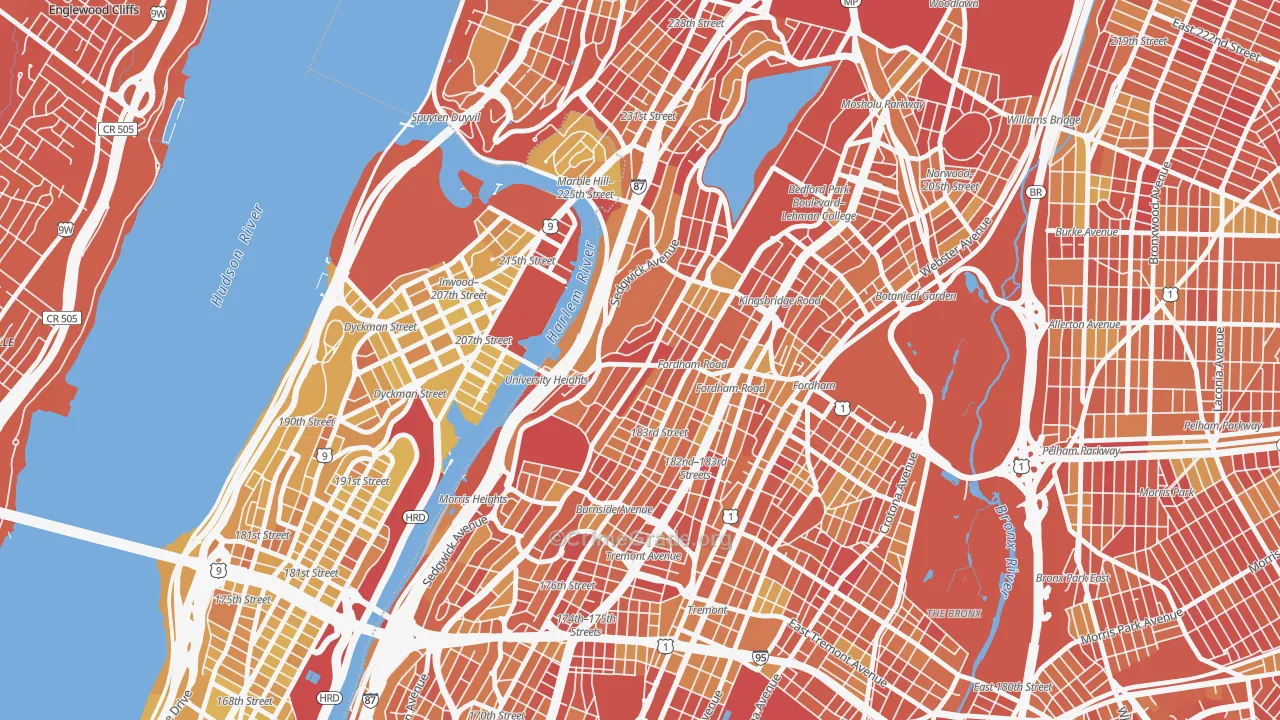 University Heights, Bronx, NY Map of Vandalism Rates