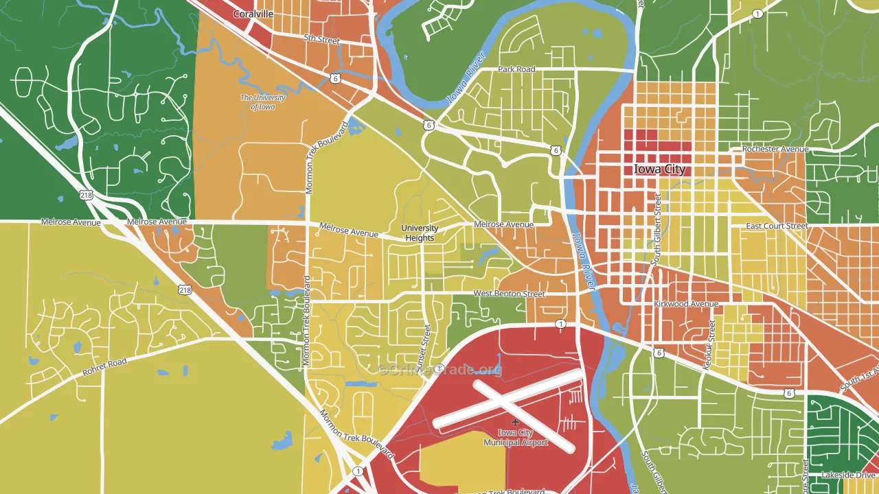 University Heights, IA Map of Vandalism Rates