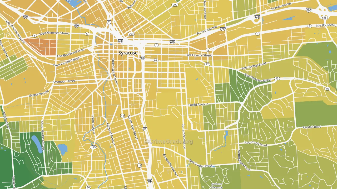 University Hill, Syracuse, NY Map of Vandalism Rates