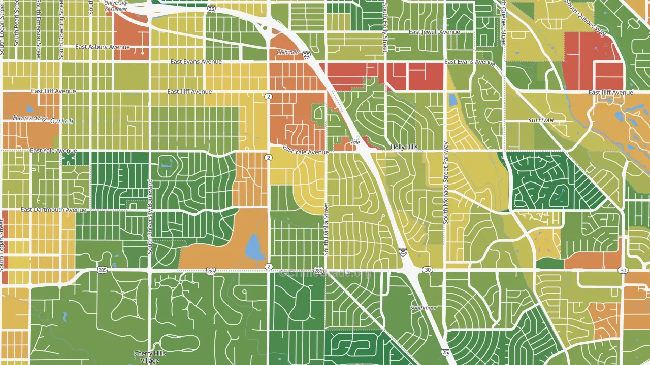 University Hills, Denver, CO Map of Vandalism Rates